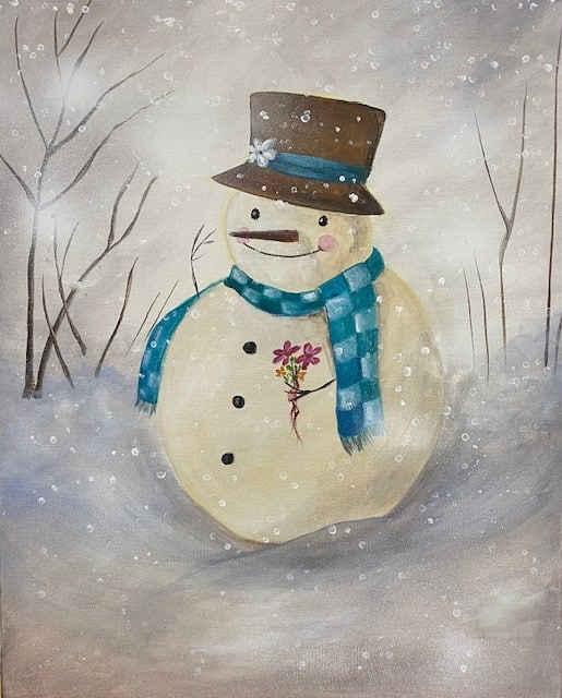 Snowman - Paint and Sip Near Rouse Hill | Colourful Wine, Tallawong