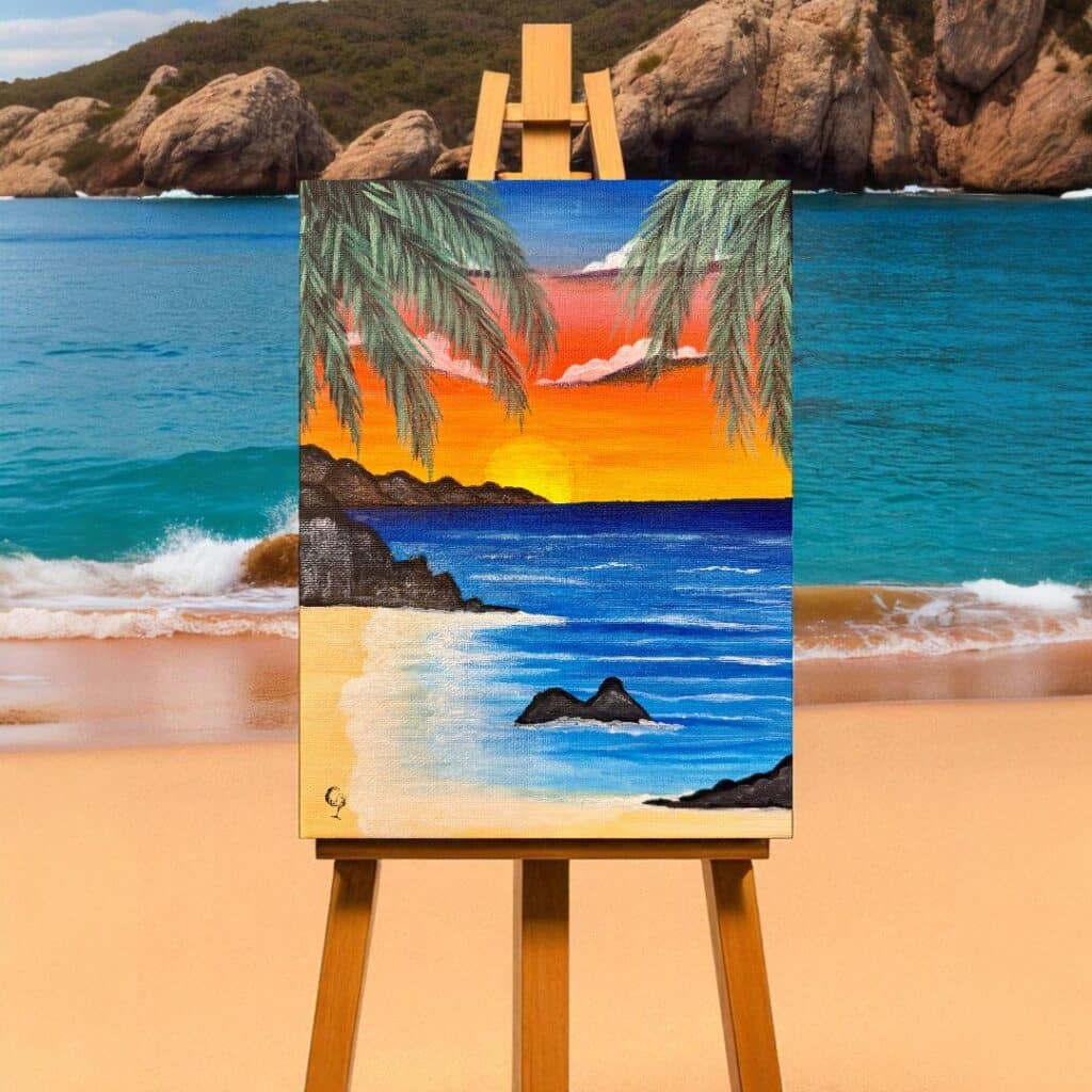 Island Sunset - Paint and Sip Near Rouse Hill | Colourful Wine, Tallawong