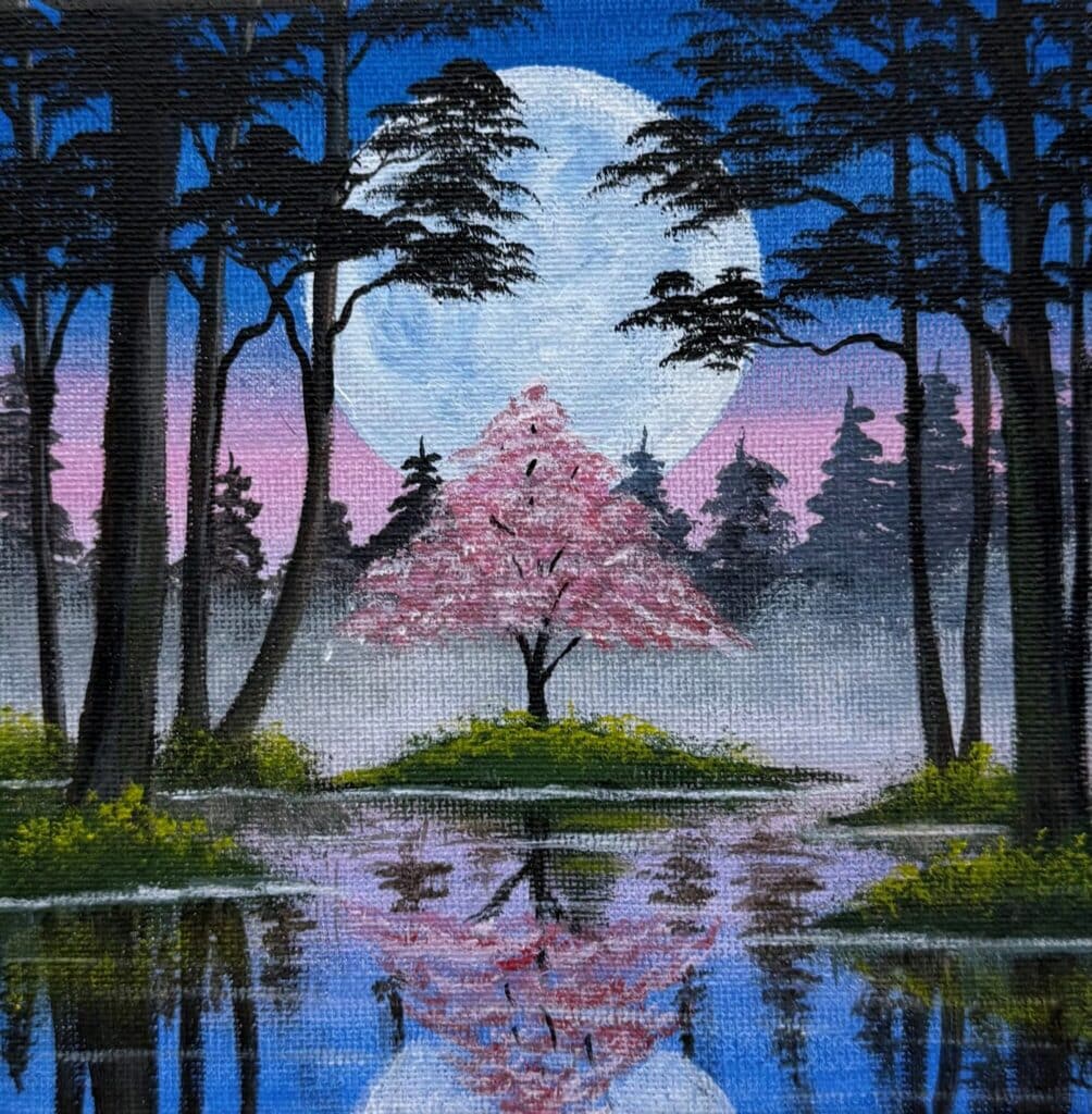 Moonlit Reflection - Paint and Sip Near Rouse Hill | Colourful Wine, Tallawong