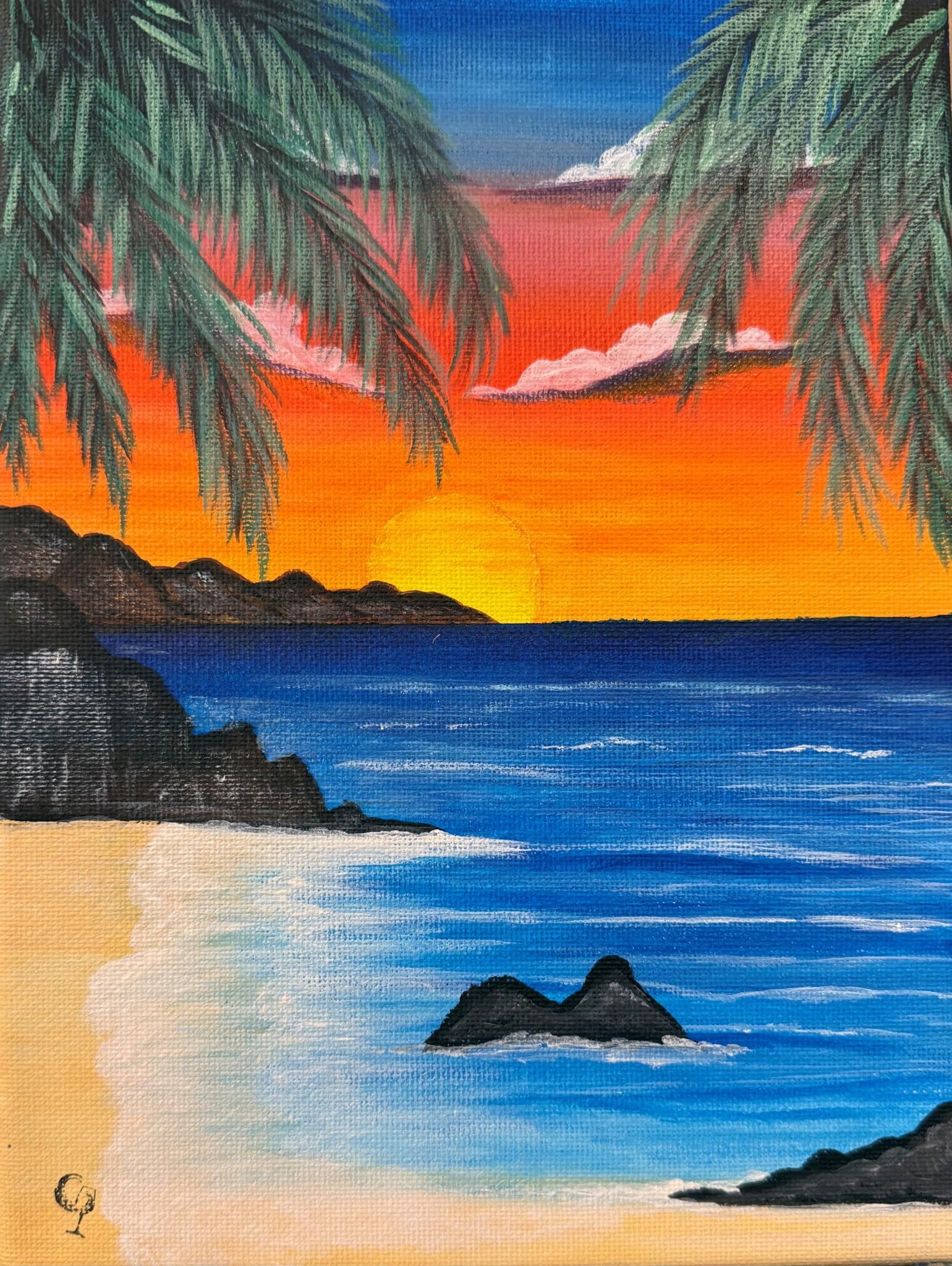 Island Sunset - Paint and Sip Near Rouse Hill | Colourful Wine, Tallawong