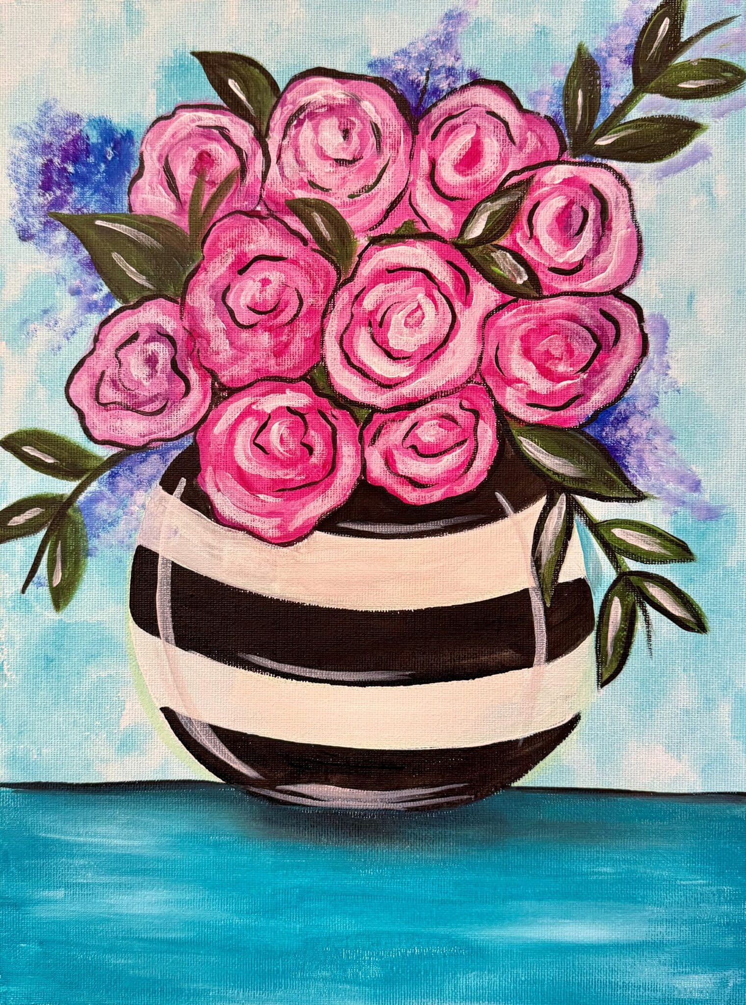 Striped in Love – Paint and Sip Near Rouse Hill | Colourful Wine, Tallawong