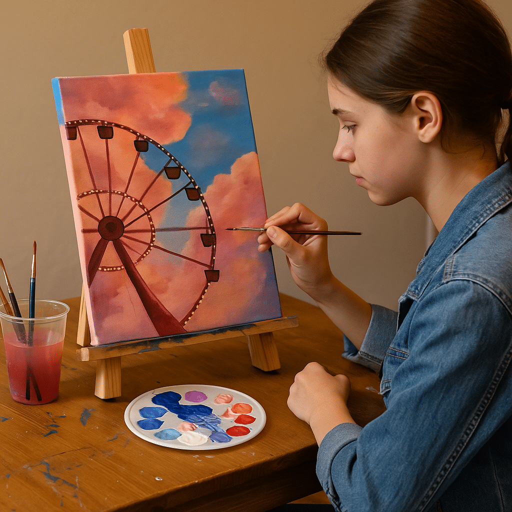 Teen Paint and Sip Nights: Cotton Candy Skies | Colourful Wine