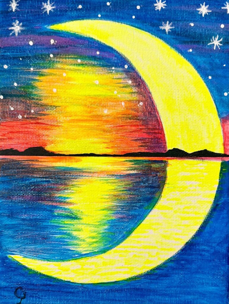 Paint and Sip: Glow By The Moon (UV painting) | Colourful Wine