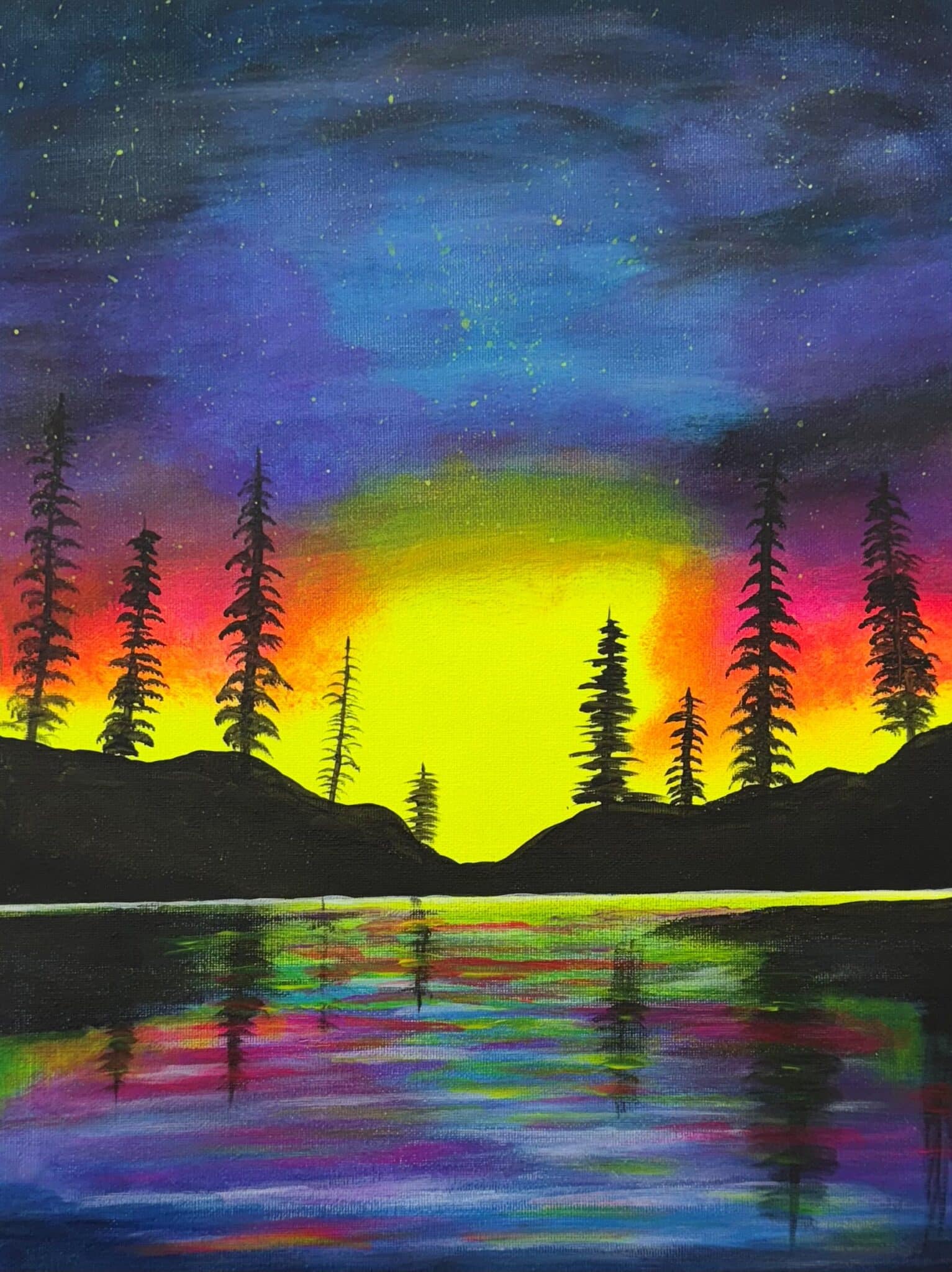 Paint and Sip: Neon Serenity (UV Painting) | Colourful Wine