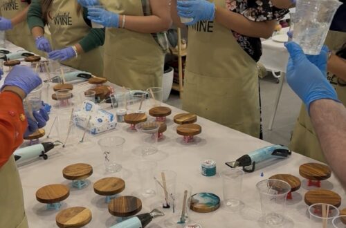 Resin art vs paint and sip workshop comparison at Colourful Wine Tallawong