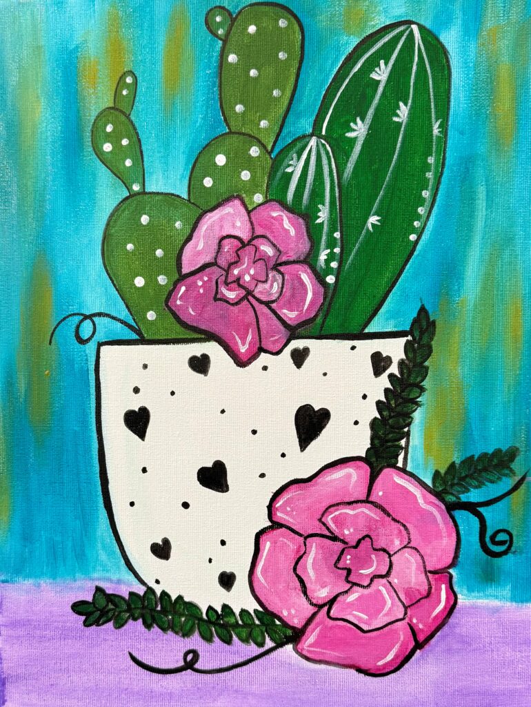 Paint and Sip – Springtime Cactus | Colourful Wine