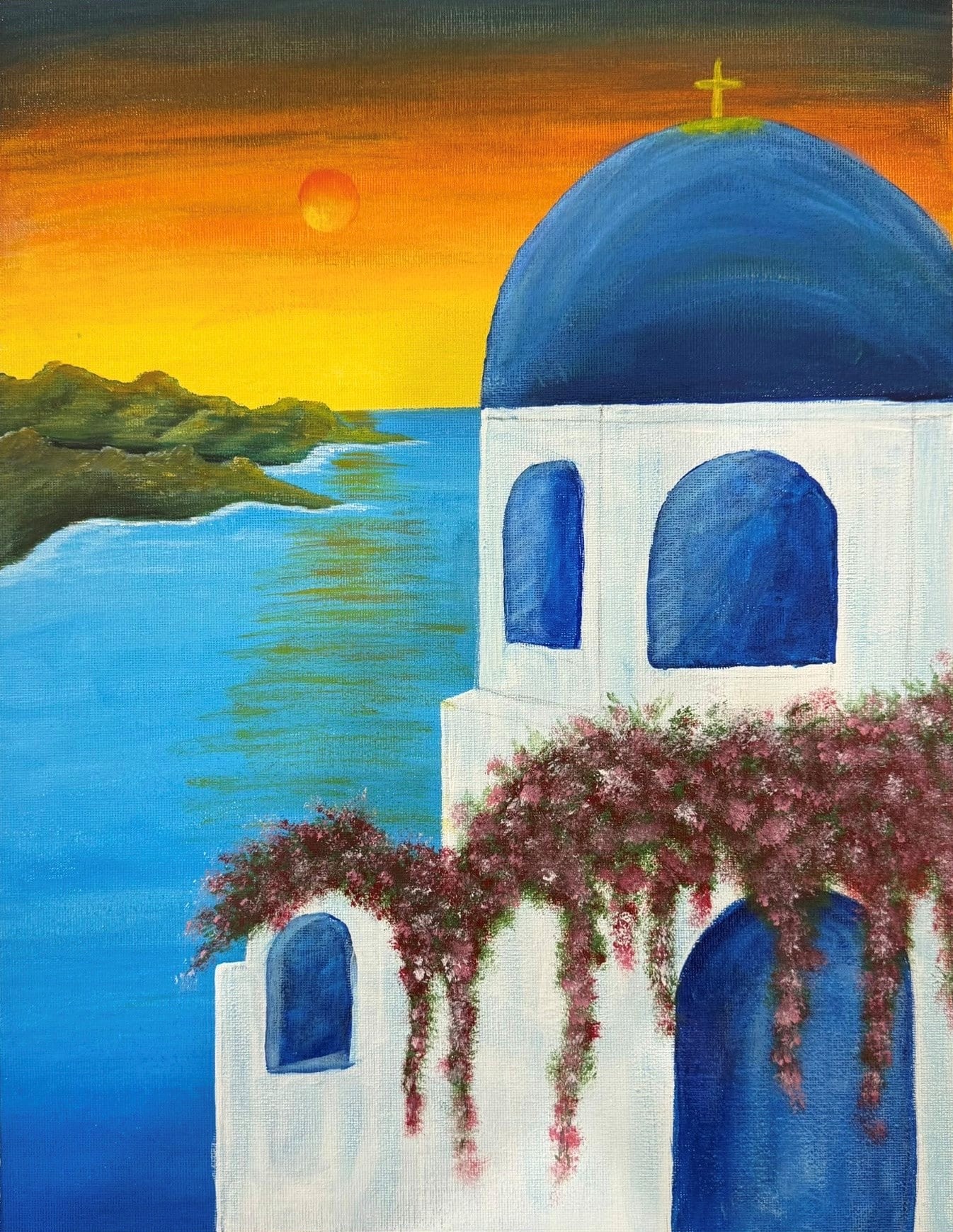 Paint and Sip – Sunset Over Caldera | Colourful Wine