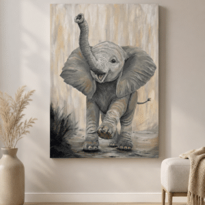 Baby Elephant Painting for Sale – Little Joy by Dominique