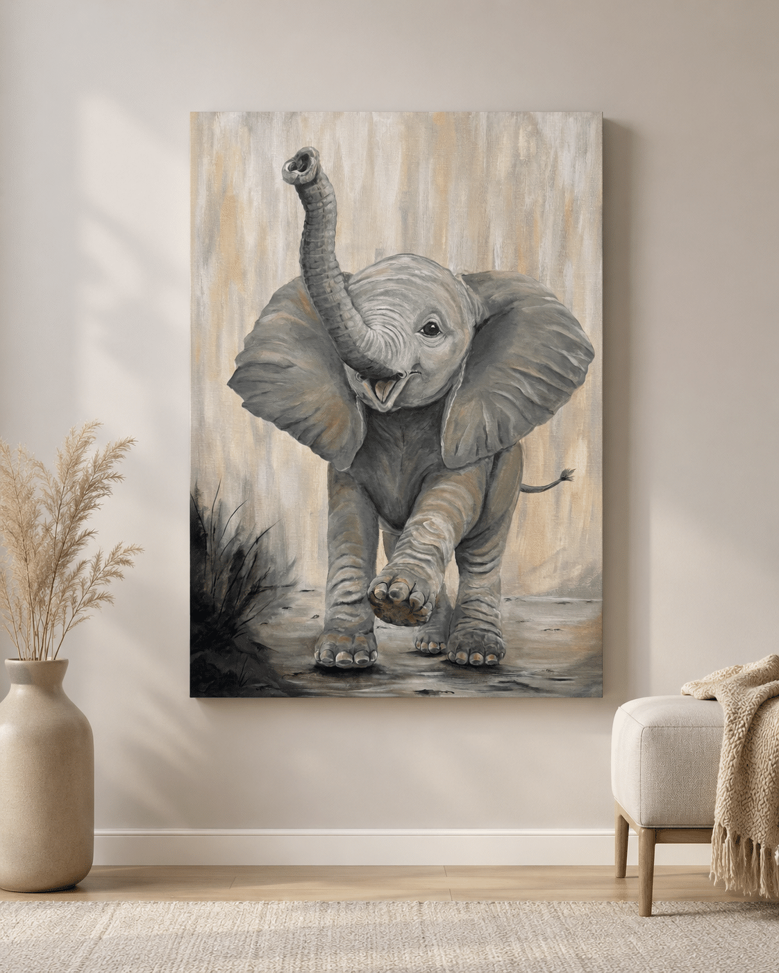 Baby Elephant Painting for Sale – Little Joy by Dominique